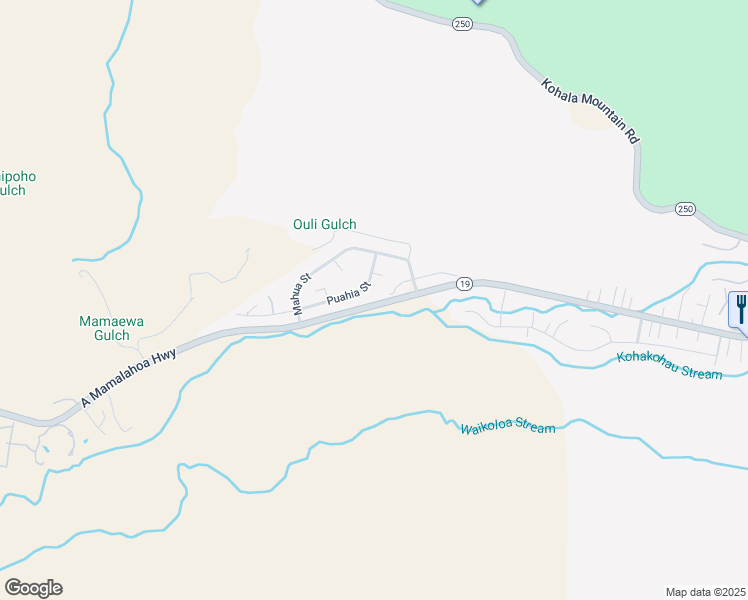 map of restaurants, bars, coffee shops, grocery stores, and more near 62-1202 Puahia Street in Waimea