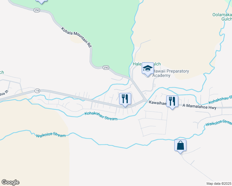 map of restaurants, bars, coffee shops, grocery stores, and more near 66-1706 Waiaka Street in Waimea