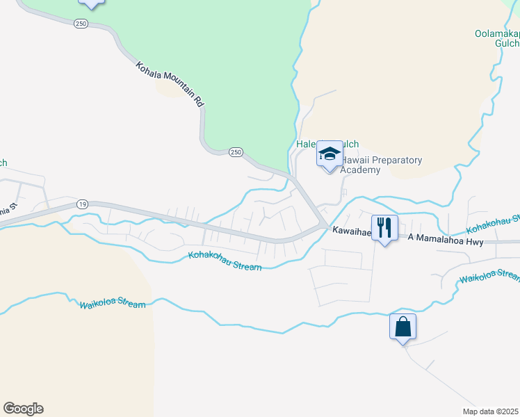 map of restaurants, bars, coffee shops, grocery stores, and more near 66-1706 Waiaka Street in Waimea