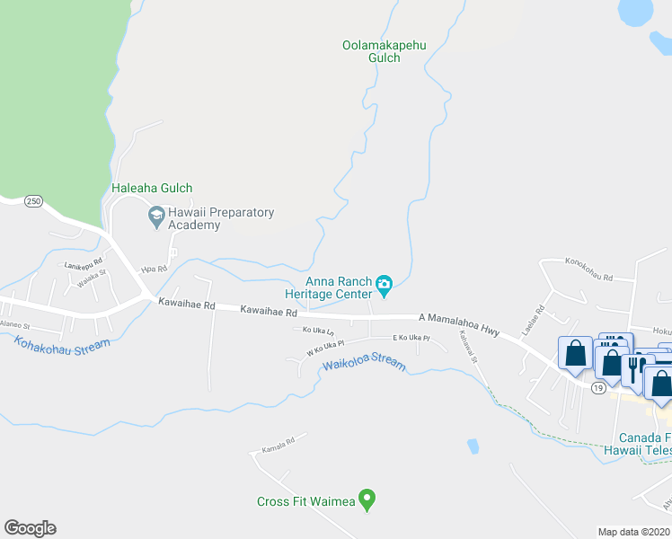 map of restaurants, bars, coffee shops, grocery stores, and more near 65-1508 Kawaihae Road in Waimea