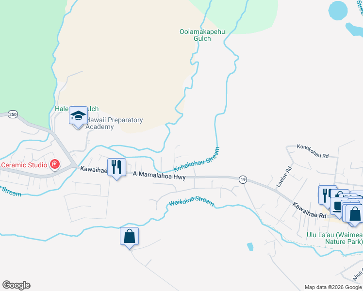 map of restaurants, bars, coffee shops, grocery stores, and more near 65-1508 Kawaihae Road in Waimea
