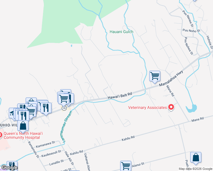 map of restaurants, bars, coffee shops, grocery stores, and more near 64-864 Mamalahoa Highway in Waimea