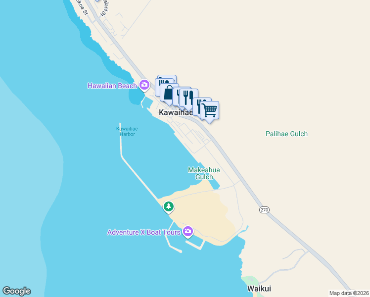 map of restaurants, bars, coffee shops, grocery stores, and more near in Kawaihae