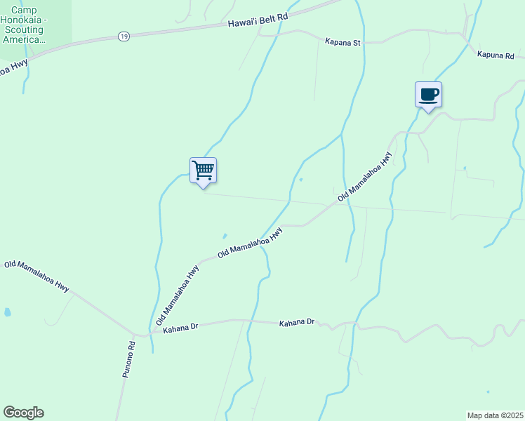 map of restaurants, bars, coffee shops, grocery stores, and more near 46-3965 Pu'aono Road in Honokaa