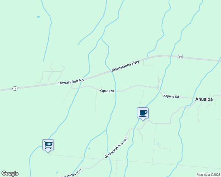 map of restaurants, bars, coffee shops, grocery stores, and more near 46-3946 Kapuna Road in Honokaa