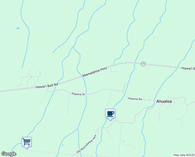 map of restaurants, bars, coffee shops, grocery stores, and more near 46-3833 Hawaiʻi Belt Road in Honokaa