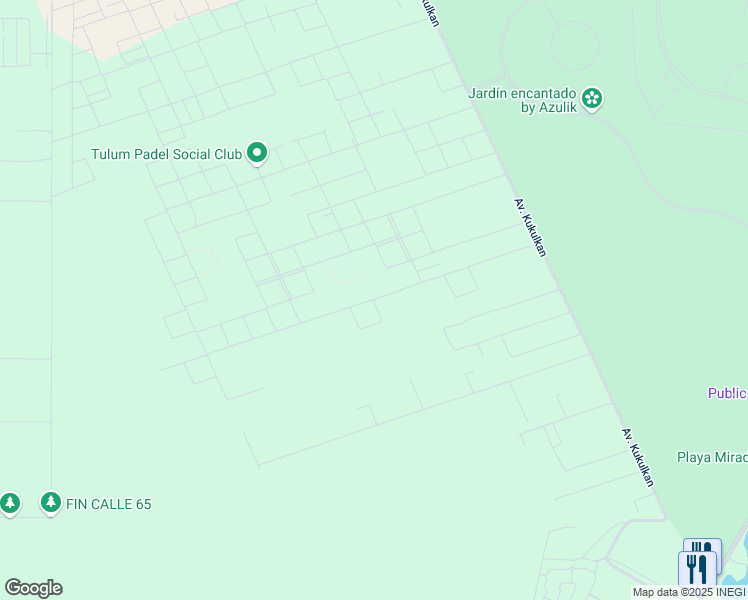 map of restaurants, bars, coffee shops, grocery stores, and more near Calle 39 poniente in Tulum