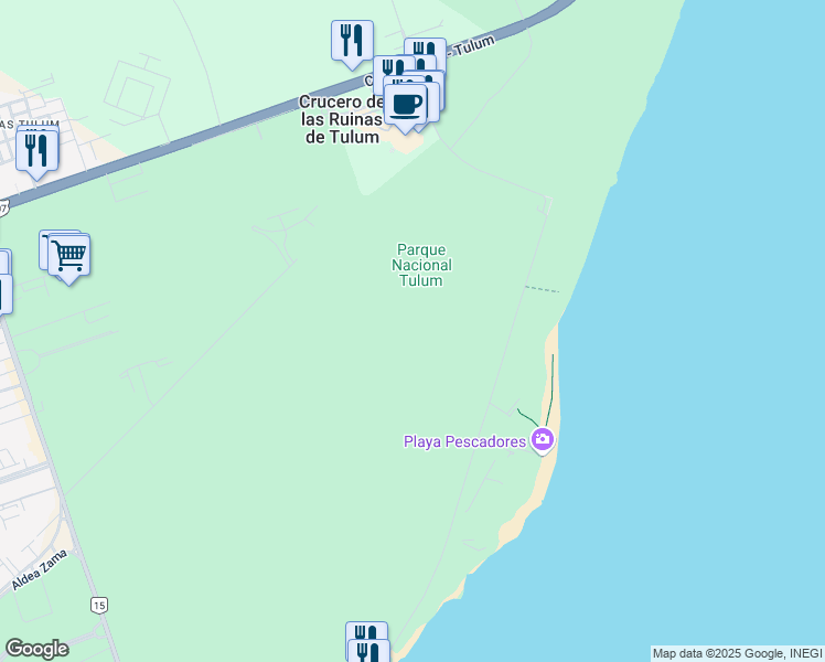 map of restaurants, bars, coffee shops, grocery stores, and more near in Tulum