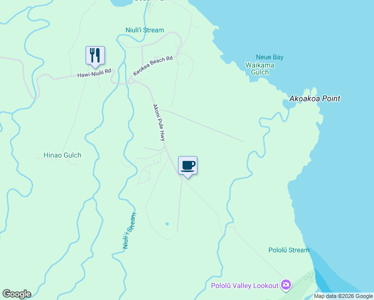 map of restaurants, bars, coffee shops, grocery stores, and more near 52-4779 Akoni Pule Highway in Kapaau