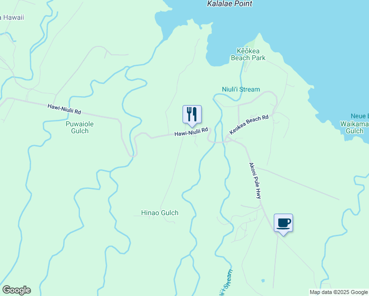 map of restaurants, bars, coffee shops, grocery stores, and more near 52-282 Makapala Road in Waimea