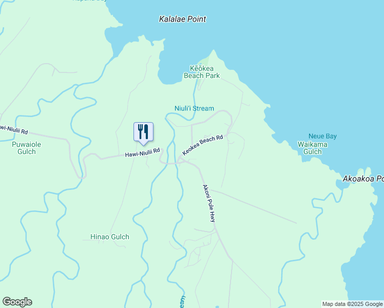 map of restaurants, bars, coffee shops, grocery stores, and more near 52-280 Keokea Beach Road in Kapaau