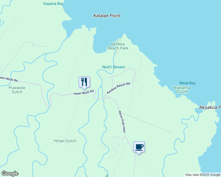 map of restaurants, bars, coffee shops, grocery stores, and more near 52-280 Keokea Beach Road in Kapaau