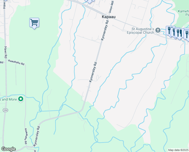 map of restaurants, bars, coffee shops, grocery stores, and more near 54-2406 Kynnersley Road in Kapaau