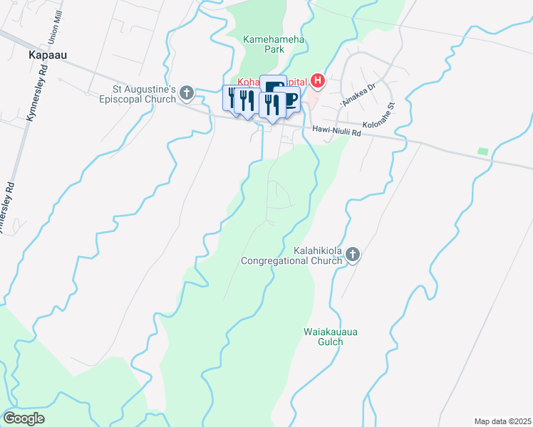 map of restaurants, bars, coffee shops, grocery stores, and more near Kapaau Road in Kapaau