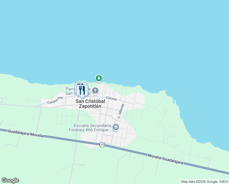 map of restaurants, bars, coffee shops, grocery stores, and more near in San Cristóbal Zapotitlán