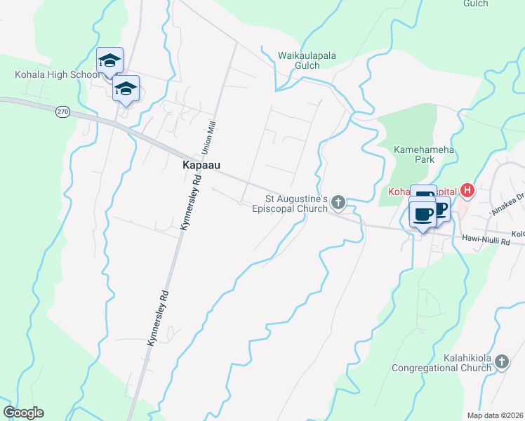 map of restaurants, bars, coffee shops, grocery stores, and more near 54-3764 Hanaula Apo in Kapaau