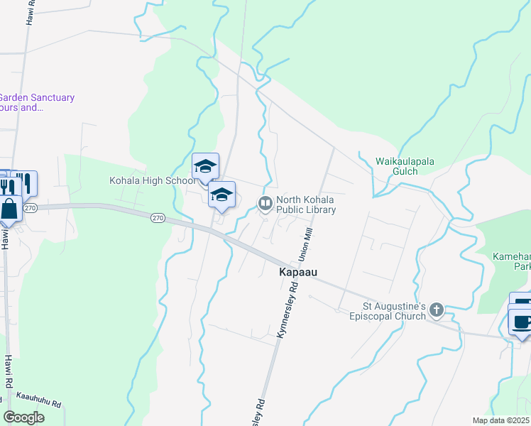 map of restaurants, bars, coffee shops, grocery stores, and more near 54-3645 Akoni Pule Highway in Kapaau
