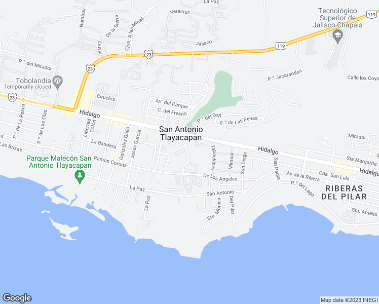 map of restaurants, bars, coffee shops, grocery stores, and more near 8 Del Arroyo in San Antonio Tlayacapan