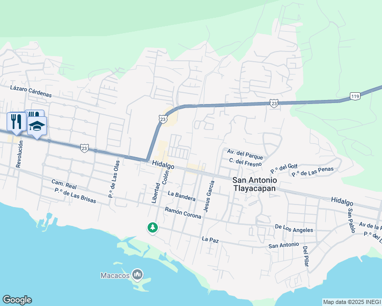 map of restaurants, bars, coffee shops, grocery stores, and more near 150 Allen W. Lloyd in Ajijic