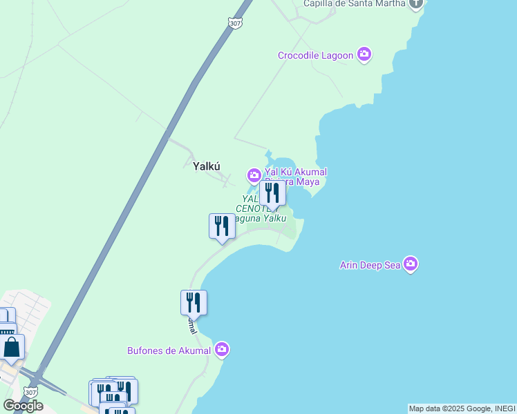 map of restaurants, bars, coffee shops, grocery stores, and more near in Akumal