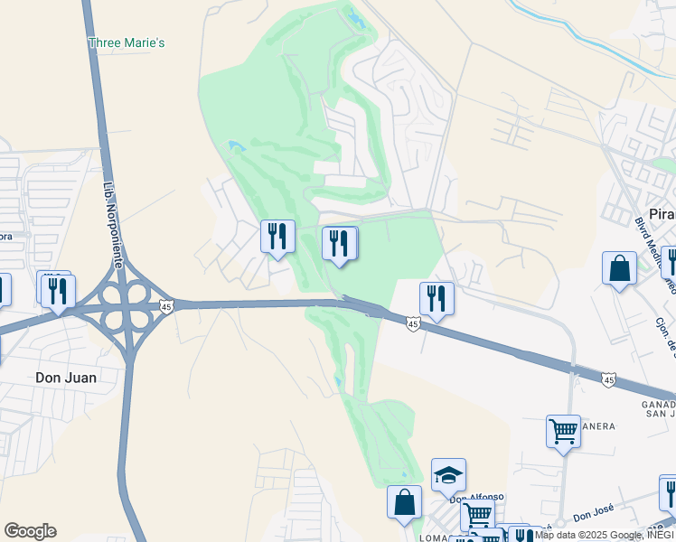 map of restaurants, bars, coffee shops, grocery stores, and more near Km. 10 de Celaya in El Pueblito