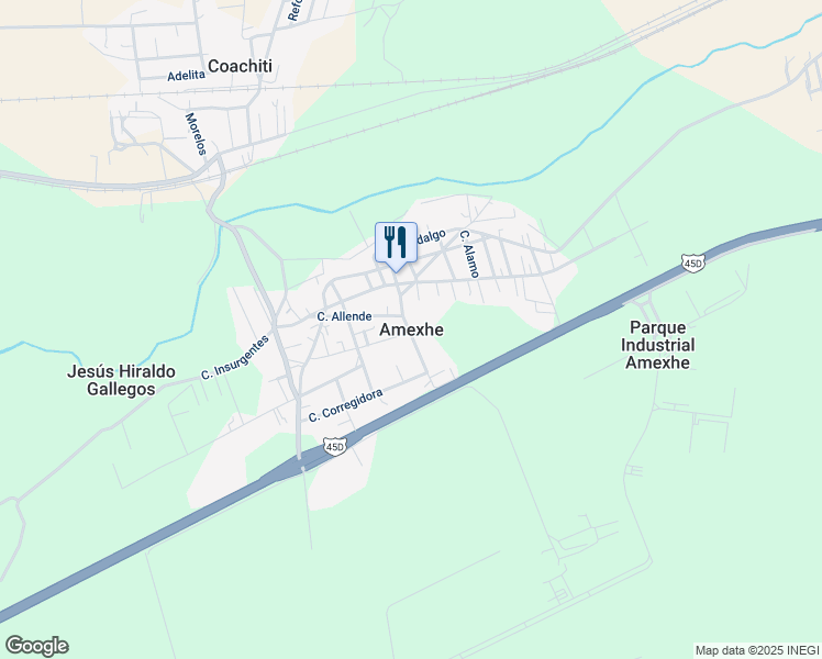map of restaurants, bars, coffee shops, grocery stores, and more near in Amexhe