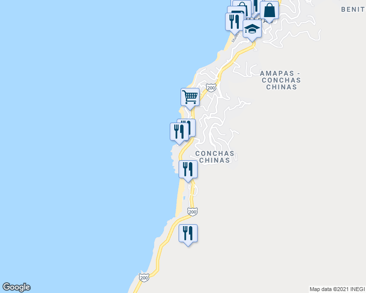 map of restaurants, bars, coffee shops, grocery stores, and more near Km 2.5 Carretera Costera a Barra de Navidad in Puerto Vallarta