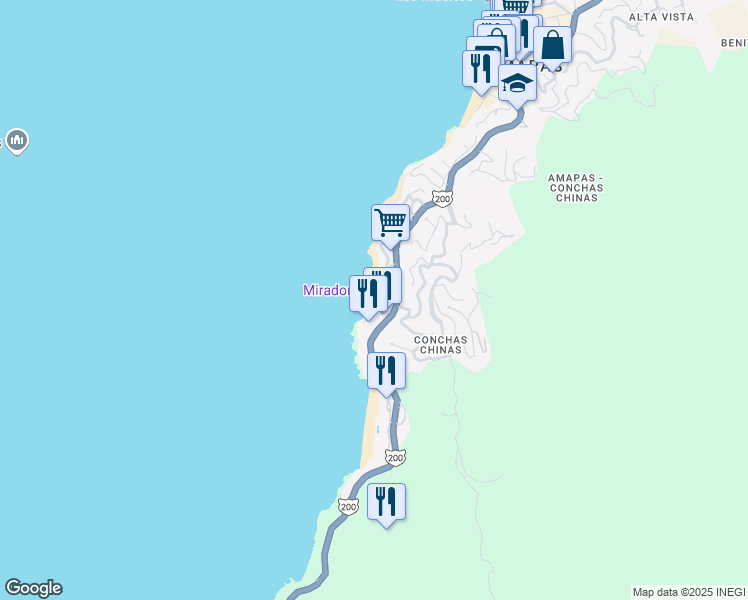 map of restaurants, bars, coffee shops, grocery stores, and more near 168 Easy in Puerto Vallarta