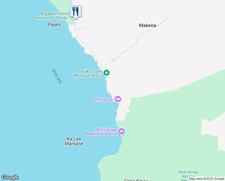 map of restaurants, bars, coffee shops, grocery stores, and more near 7555 Makena Road in Kihei