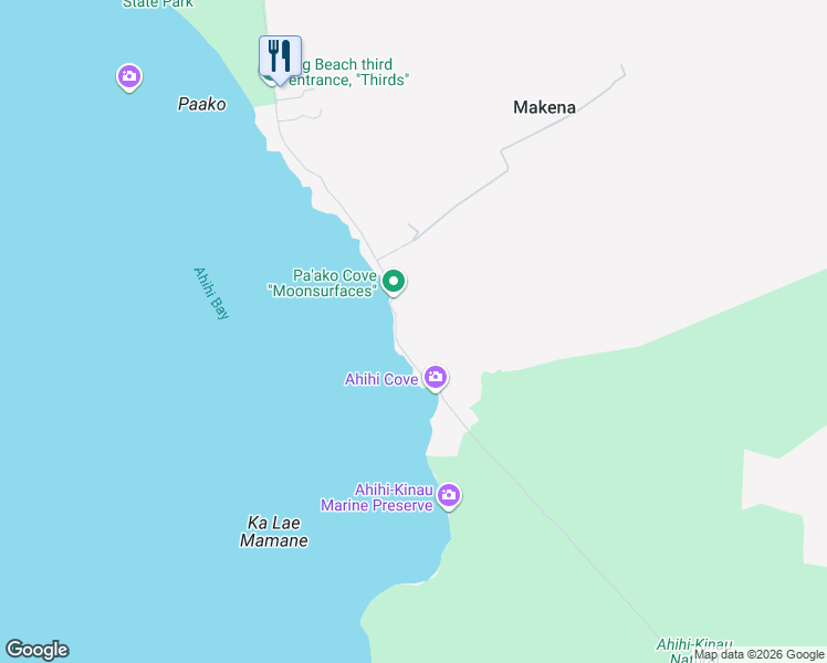 map of restaurants, bars, coffee shops, grocery stores, and more near 7505 Makena Alanui in Kihei