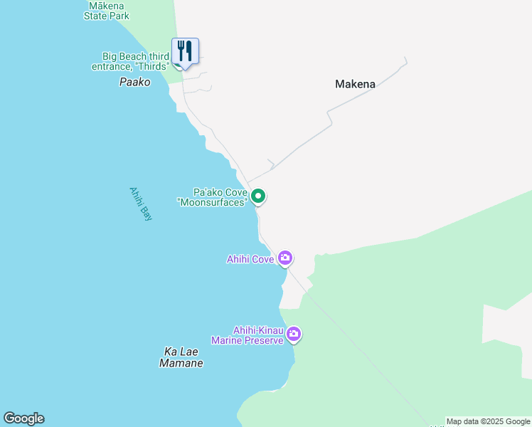map of restaurants, bars, coffee shops, grocery stores, and more near 7421 Makena Road in Kihei