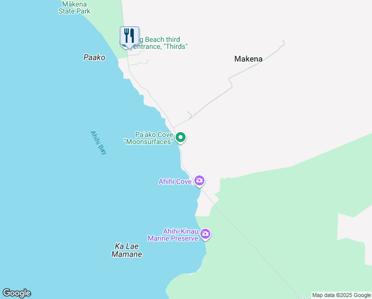 map of restaurants, bars, coffee shops, grocery stores, and more near 7421 Makena Road in Kihei