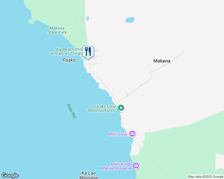 map of restaurants, bars, coffee shops, grocery stores, and more near 7155 Makena Road in Kihei