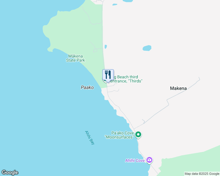 map of restaurants, bars, coffee shops, grocery stores, and more near 0 Makena Road in Kihei