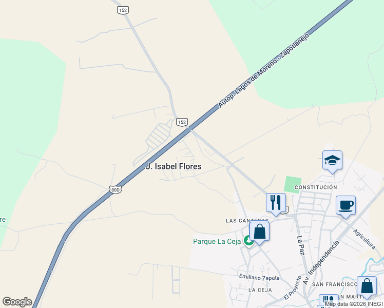 map of restaurants, bars, coffee shops, grocery stores, and more near in Zapotlanejo