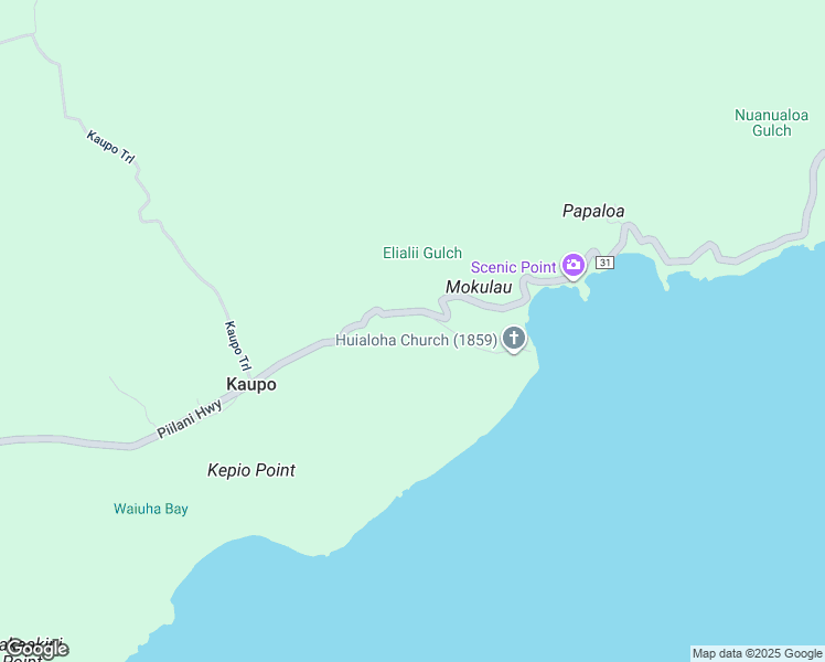map of restaurants, bars, coffee shops, grocery stores, and more near 35-000 Piilani Highway in Hana