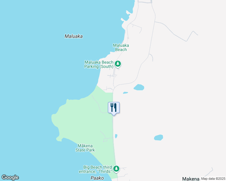map of restaurants, bars, coffee shops, grocery stores, and more near 5520 Makena Road in Kihei