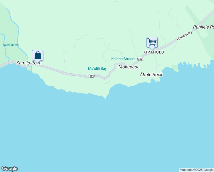map of restaurants, bars, coffee shops, grocery stores, and more near 40344 Hana Highway in Hana