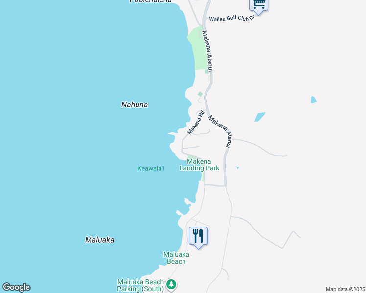 map of restaurants, bars, coffee shops, grocery stores, and more near 5147 Makena Road in Kihei
