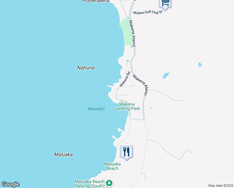 map of restaurants, bars, coffee shops, grocery stores, and more near 5065 Makena Road in Kihei