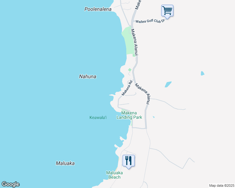 map of restaurants, bars, coffee shops, grocery stores, and more near 5022 Makena Road in Kihei