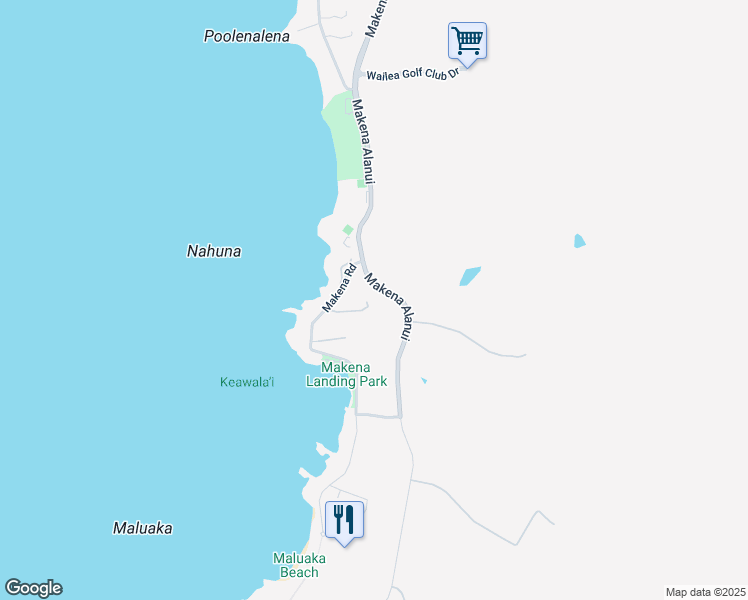 map of restaurants, bars, coffee shops, grocery stores, and more near 4955 Makena Road in Kihei
