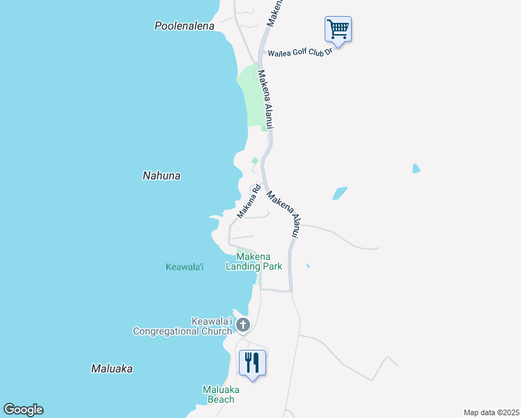 map of restaurants, bars, coffee shops, grocery stores, and more near 4955 Makena Road in Kihei