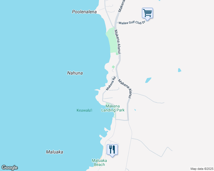 map of restaurants, bars, coffee shops, grocery stores, and more near 5000 Makena Road in Kihei