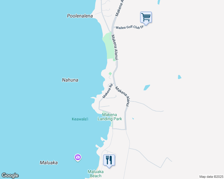 map of restaurants, bars, coffee shops, grocery stores, and more near 4955 Makena Road in Kihei