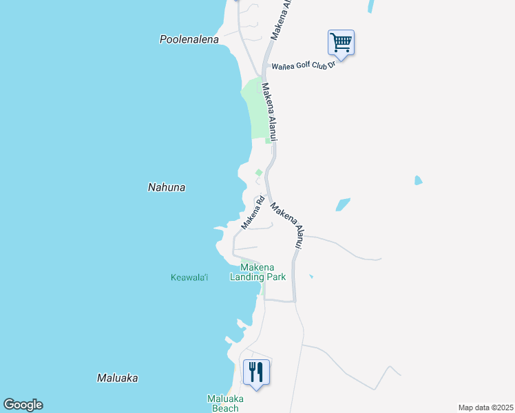 map of restaurants, bars, coffee shops, grocery stores, and more near 4950 Makena Road in Kihei