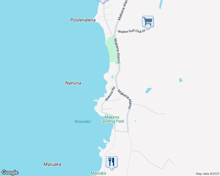 map of restaurants, bars, coffee shops, grocery stores, and more near 4950 Makena Road in Kihei