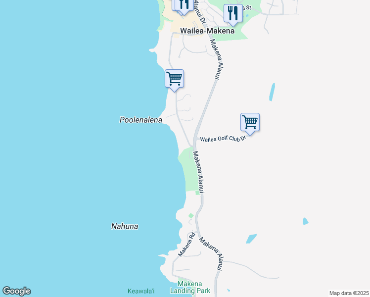 map of restaurants, bars, coffee shops, grocery stores, and more near 4680 Makena Road in Kihei