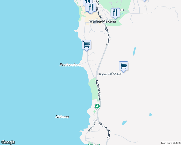 map of restaurants, bars, coffee shops, grocery stores, and more near 4640 Makena Road in Kihei