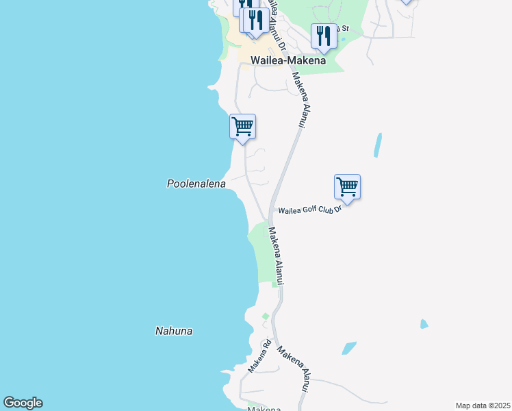 map of restaurants, bars, coffee shops, grocery stores, and more near 4640 Makena Road in Kihei